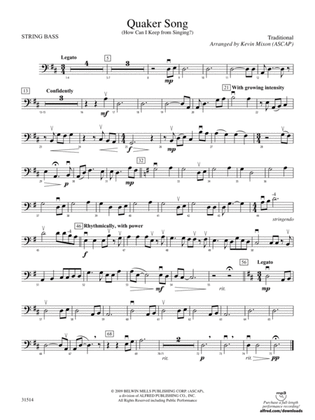 Quaker Song (How Can I Keep from Singing?): String Bass