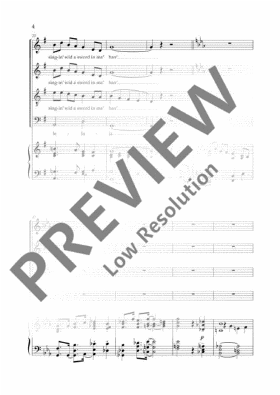 Singin’ wid a sword in ma han’, Lord 4-Part scores gallery preview page 5
