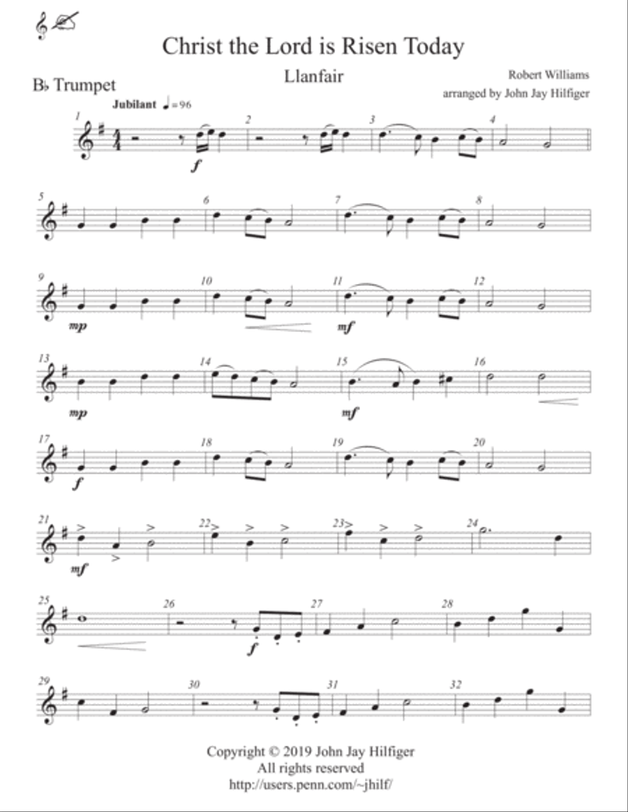 Christ the Lord Is Risen Today for Trumpet and Trombone Brass Ensemble scores gallery preview page 6