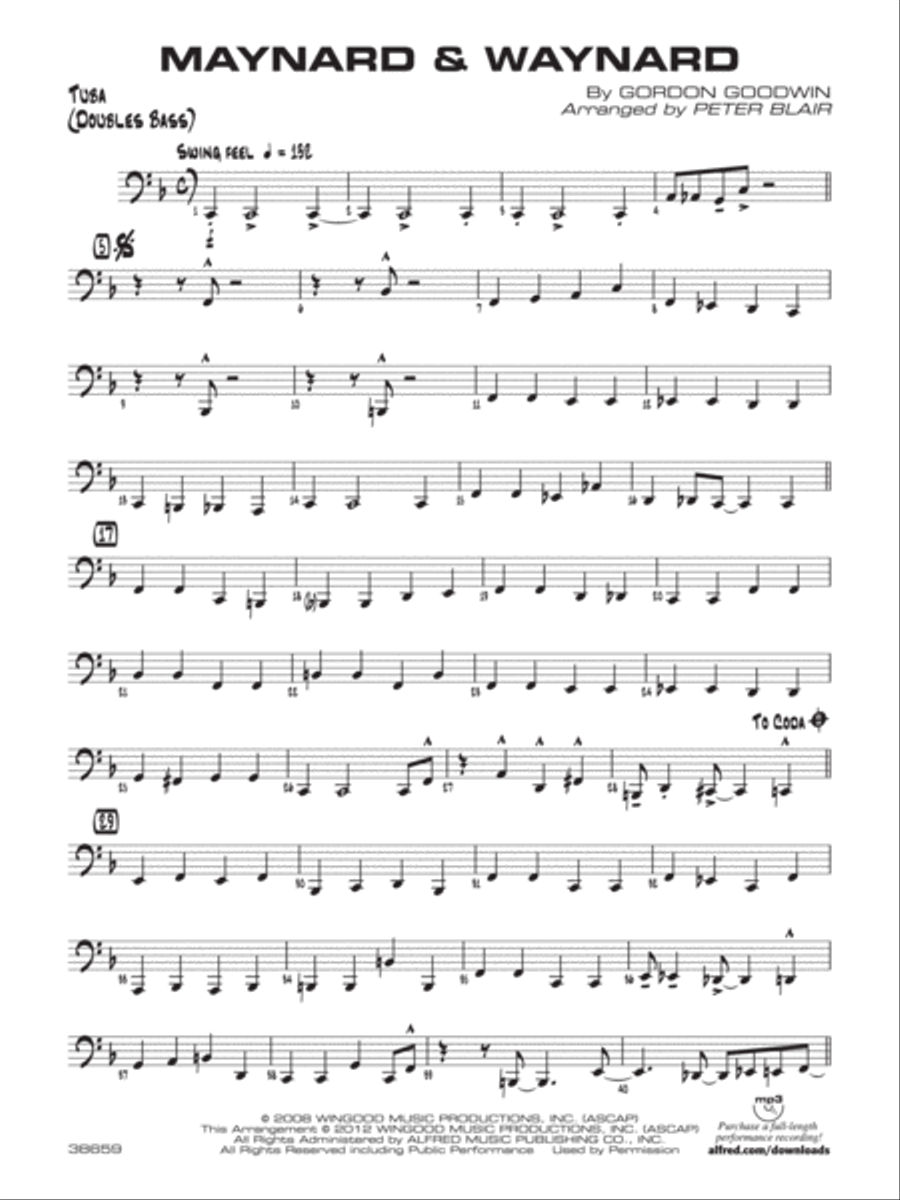 Maynard & Waynard: Tuba Jazz Ensemble scores gallery preview page 1