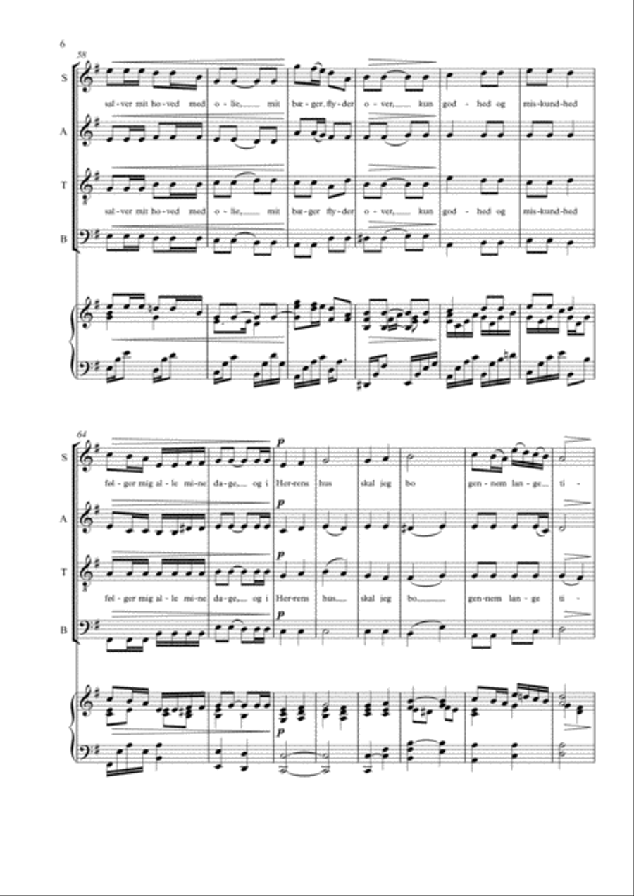 Herren er min hyrde (SATB+klaver) 4-Part scores gallery preview page 6
