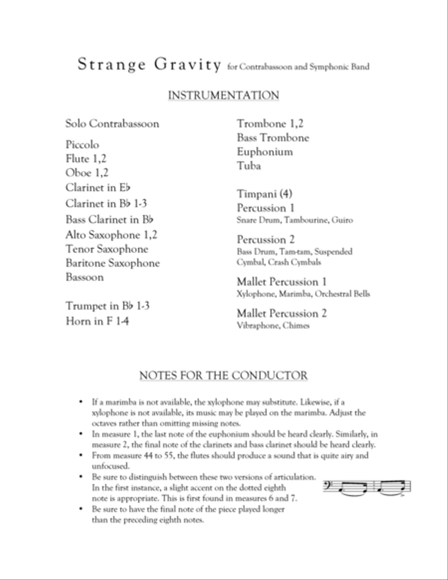 Strange Gravity - for Contrabassoon and Symphonic Band Concert Band scores gallery preview page 3