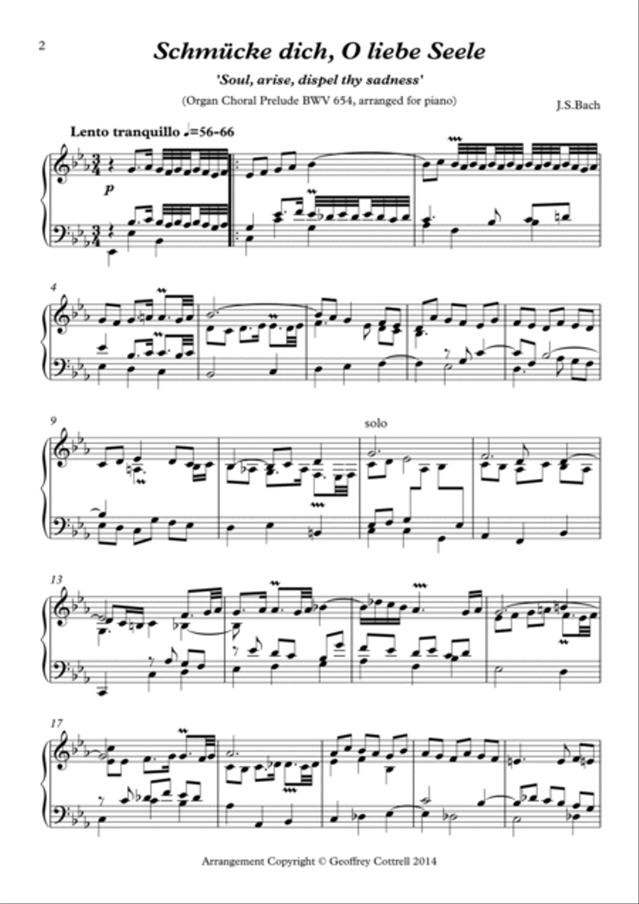 Choral prelude: 'Schmücke dich, o liebe Seele' - piano arrangement Piano Solo scores gallery preview page 3