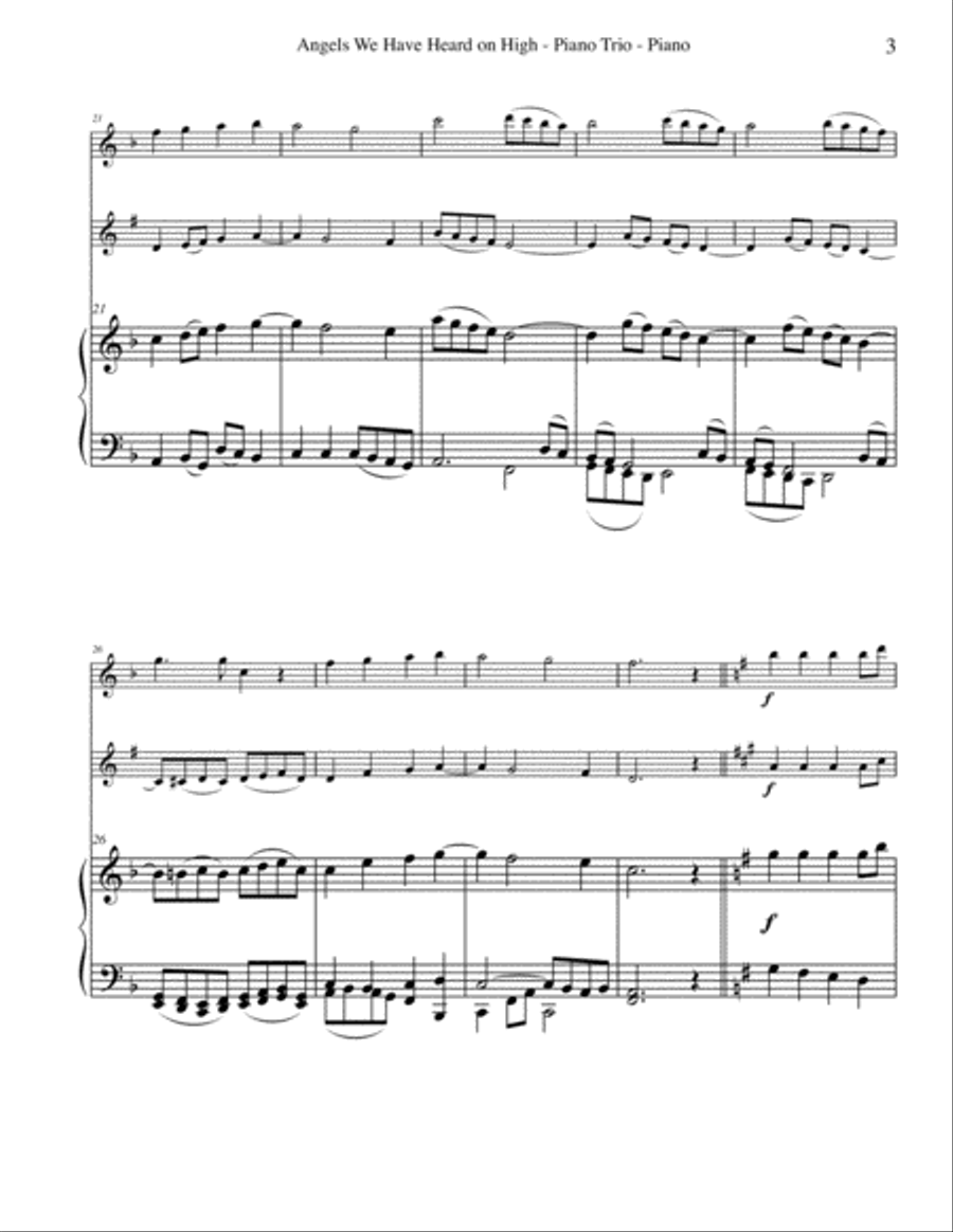 Angels We Have Heard on High for Flute, Clarinet & Piano Woodwind Duet scores gallery preview page 3