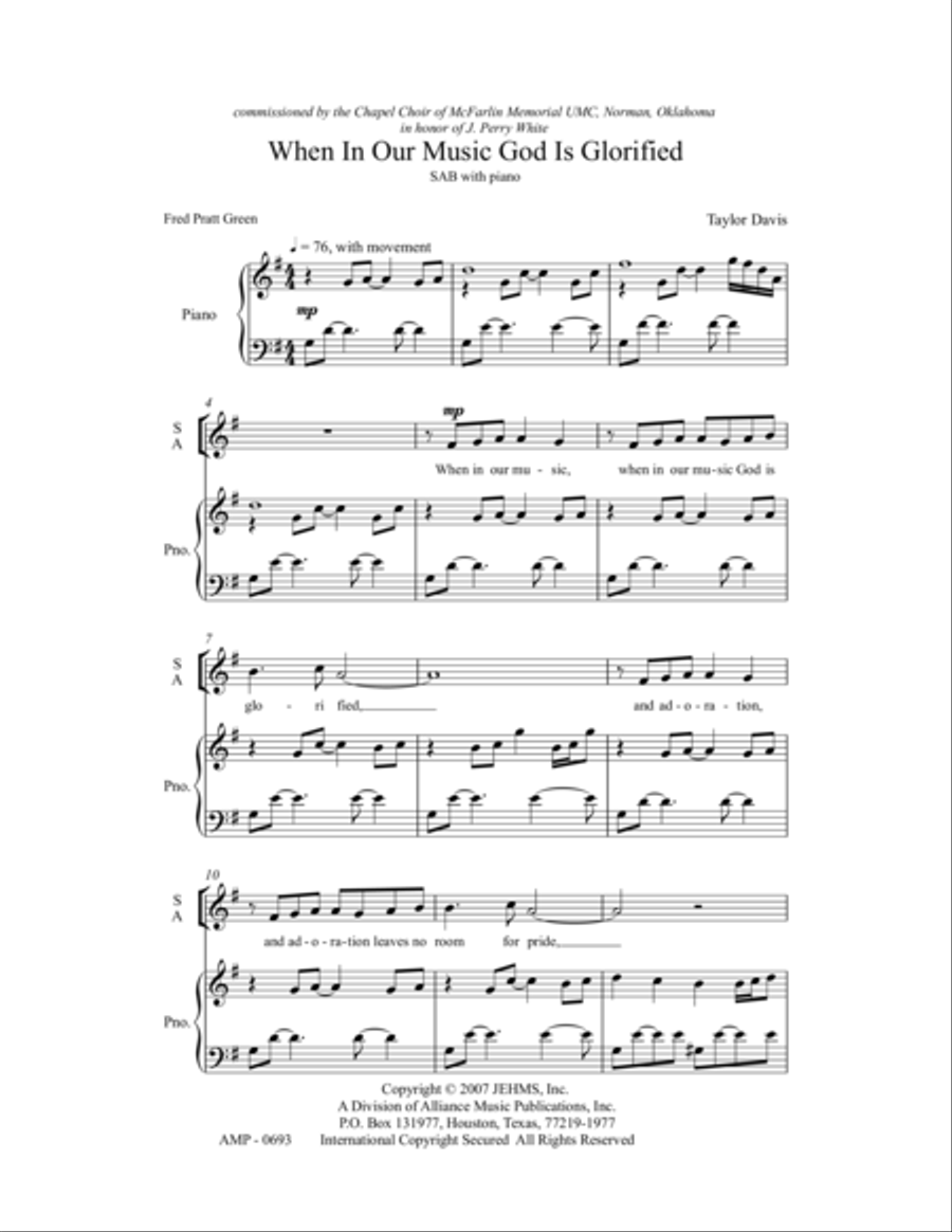 When In Our Music God Is Glorified 3-Part scores gallery preview page 2