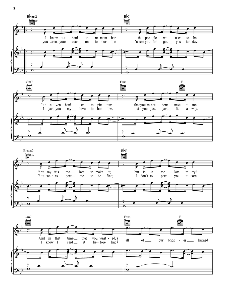 Payphone Piano, Vocal, Guitar scores gallery preview page 2