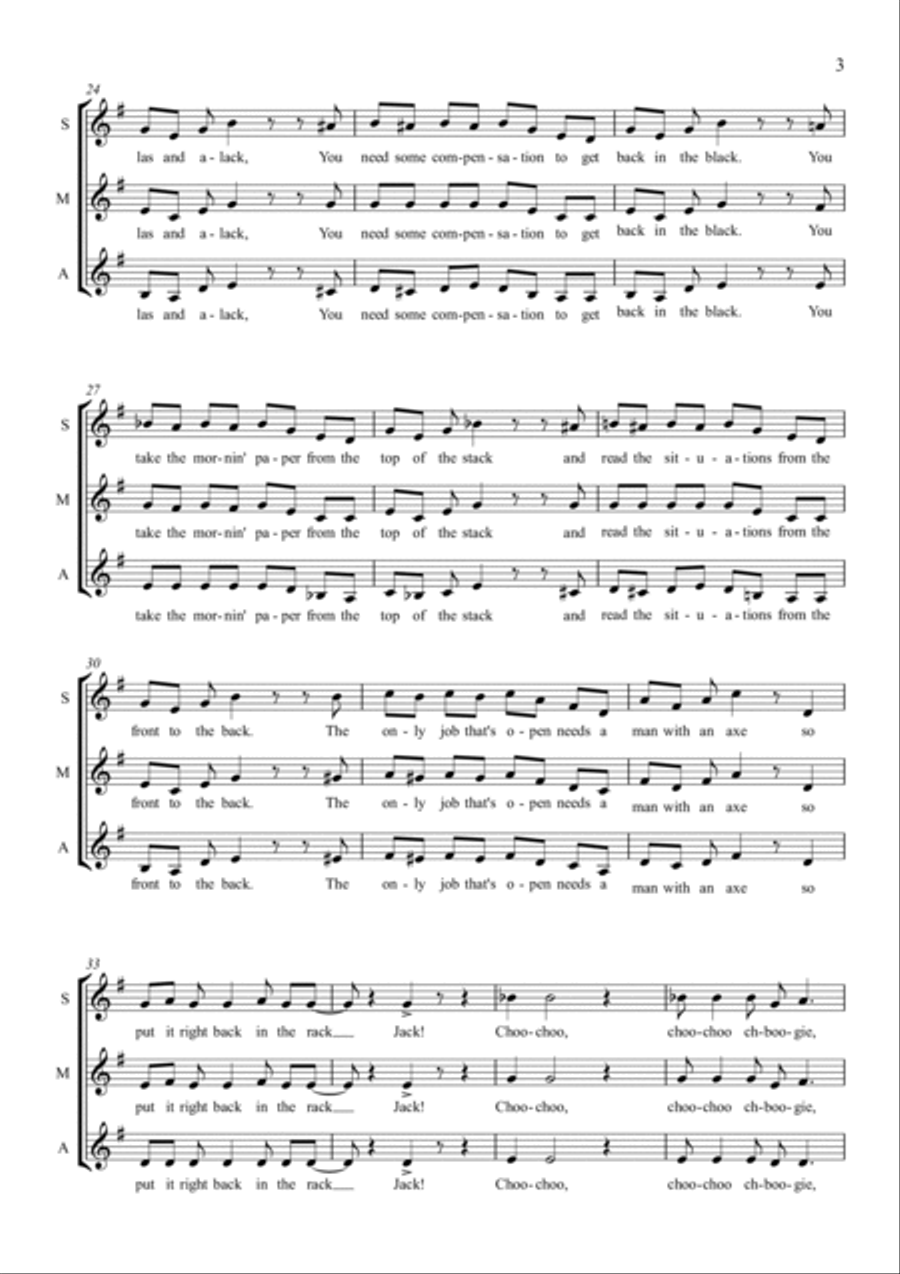 Choo Choo Ch' Boogie SSA scores gallery preview page 3