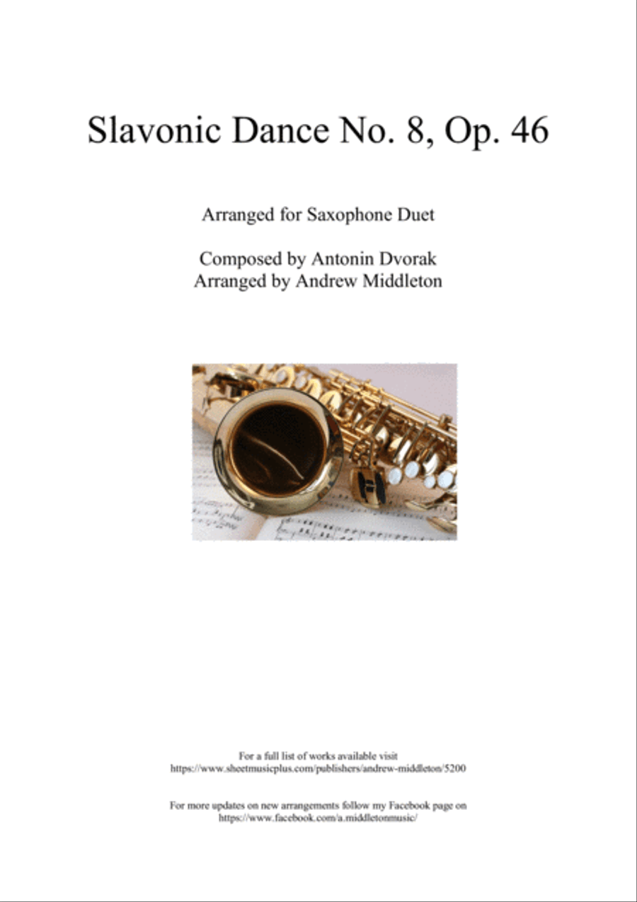 Slavonic Dance No. 8 arranged for Saxophone Duet Woodwind Duet scores gallery preview page 1