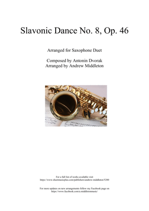 Slavonic Dance No. 8 arranged for Saxophone Duet