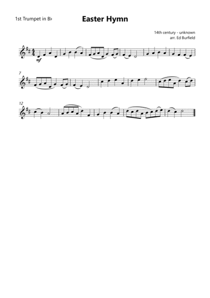 Easter Hymn (Christ the Lord is Risen Today) - Hymn Tune for Brass Quintet image number null