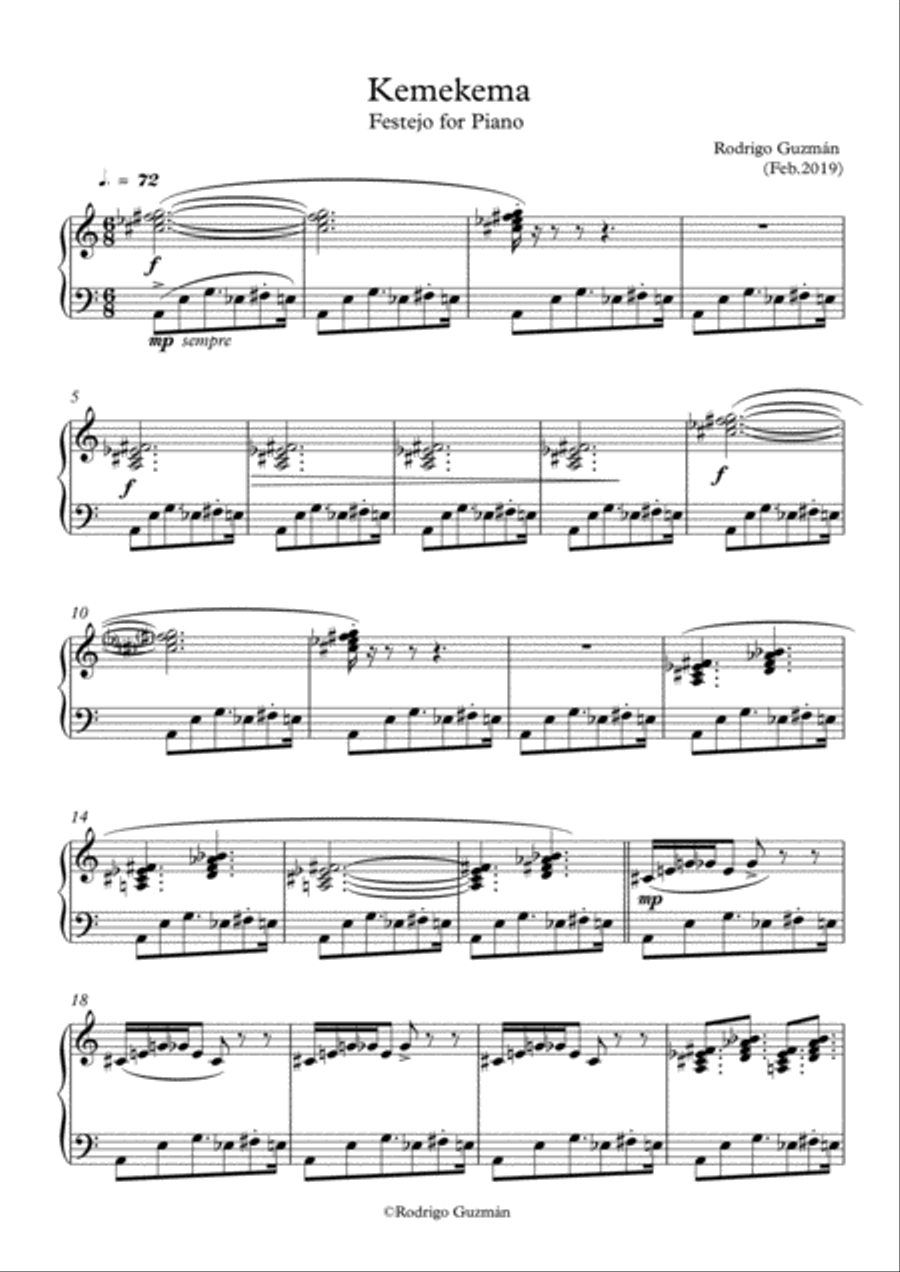 Kemekema - for Piano Piano Solo scores gallery preview page 1