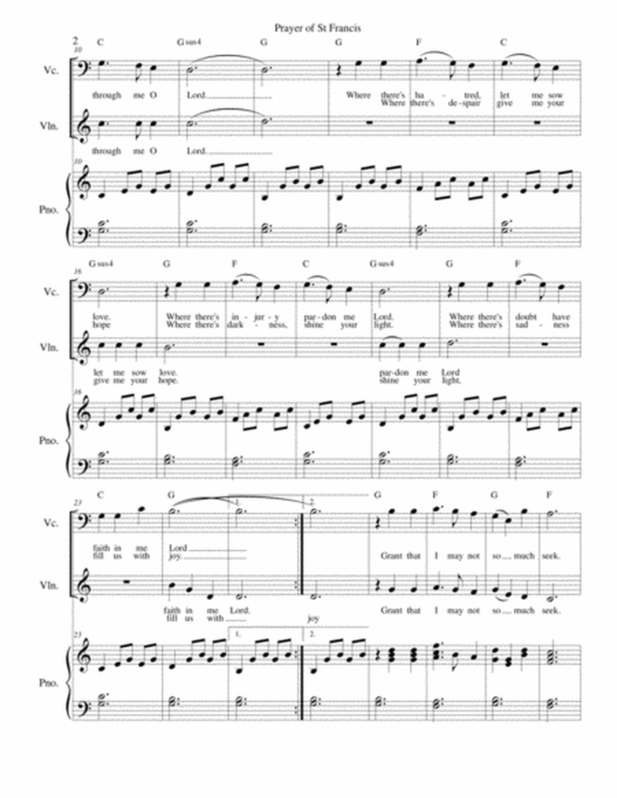 Prayer of St Francis - Peace Peace strings and piano image number null