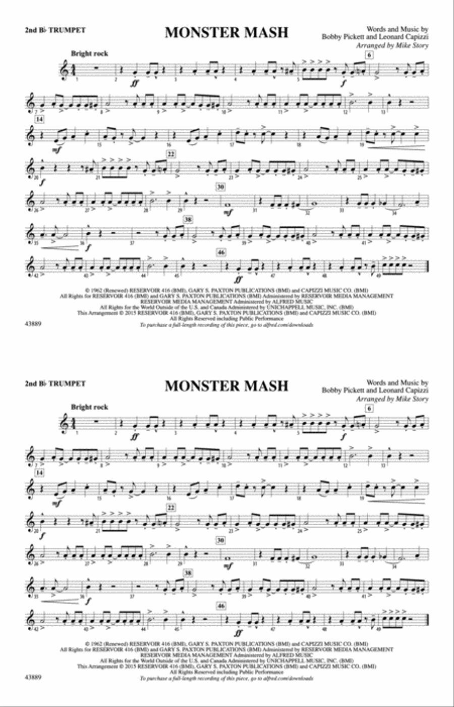 Monster Mash: 2nd B-flat Trumpet Marching Band scores gallery preview page 1