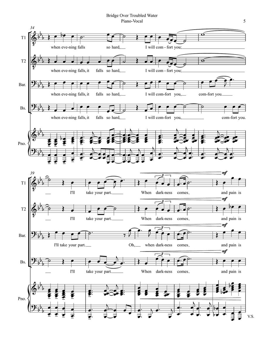 Bridge Over Troubled Water TTBB scores gallery preview page 5
