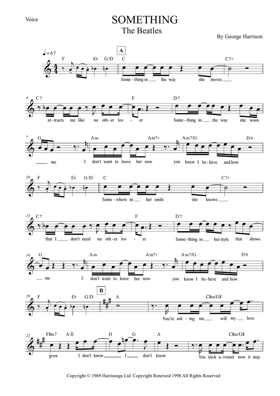 Something Piano scores gallery preview page 1