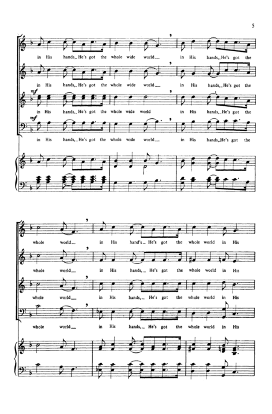 He's Got the Whole World in His Hands 4-Part scores gallery preview page 18