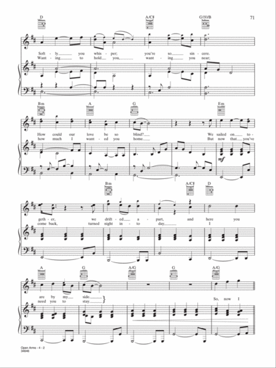 Open Arms Open Arms Piano, Vocal, Guitar scores gallery preview page 2