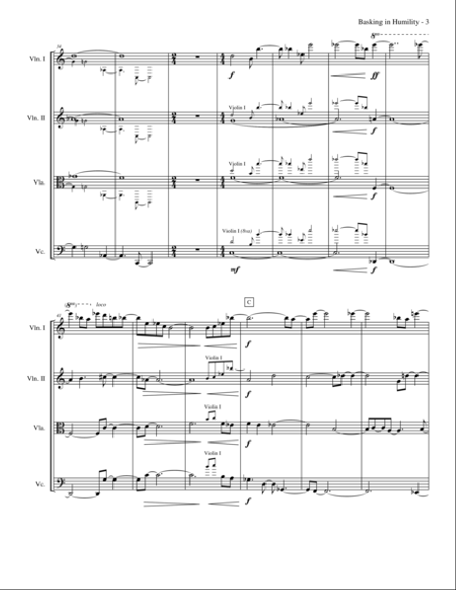 Basking in Humility String Quartet scores gallery preview page 4