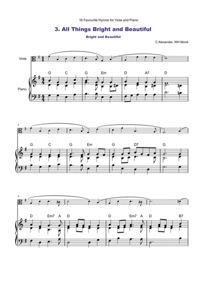 16 Favourite Hymns Vol.1 for Viola and Piano by Various Piano - Digital Sheet Music