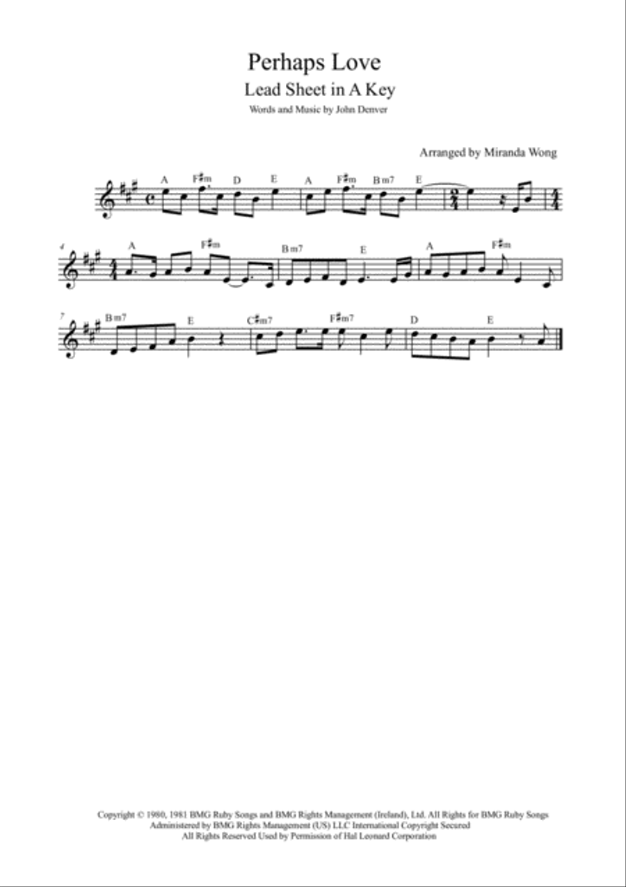 Perhaps Love Piano, Vocal, Guitar scores gallery preview page 1