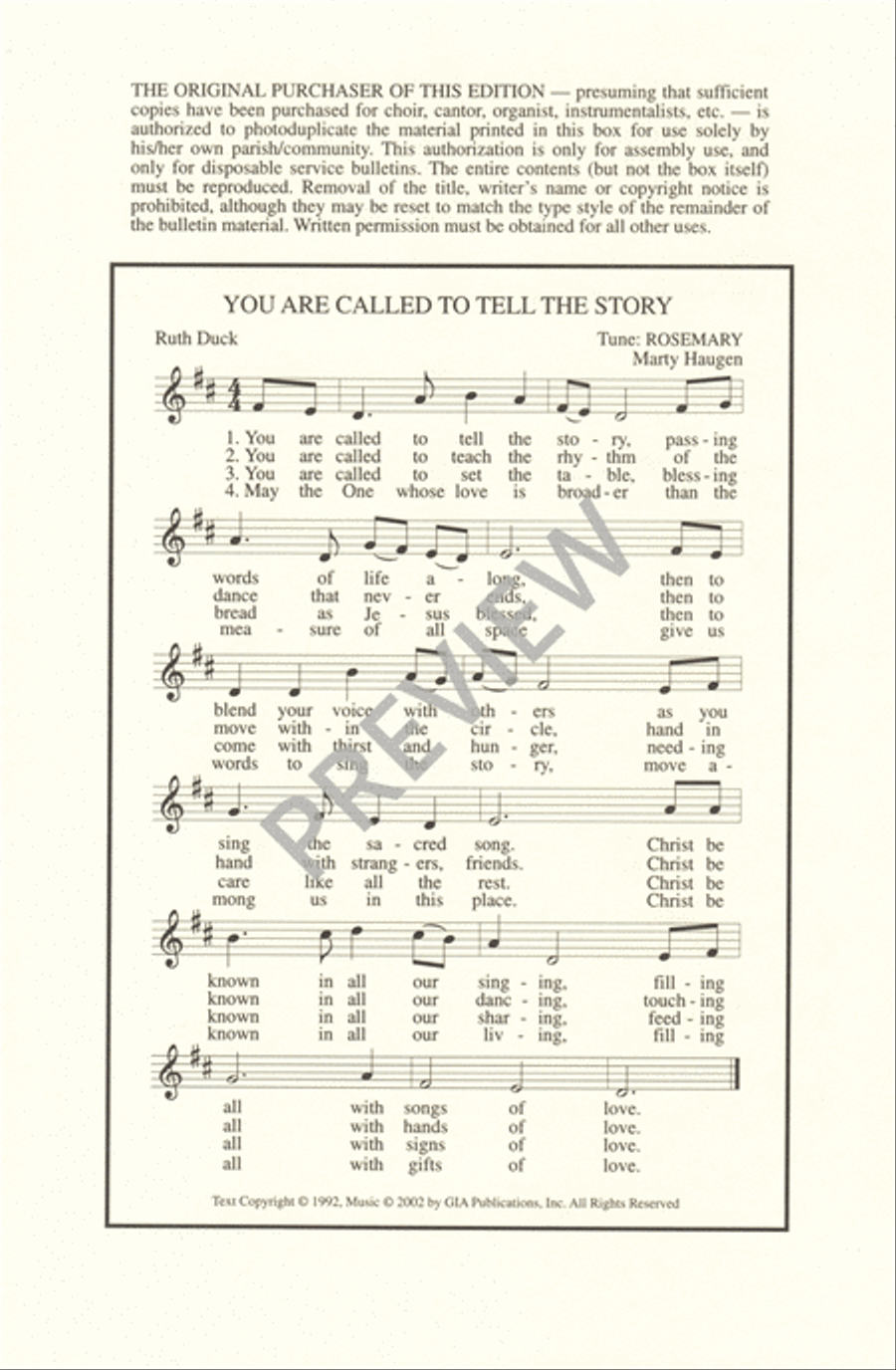 You Are Called to Tell the Story 4-Part scores gallery preview page 12
