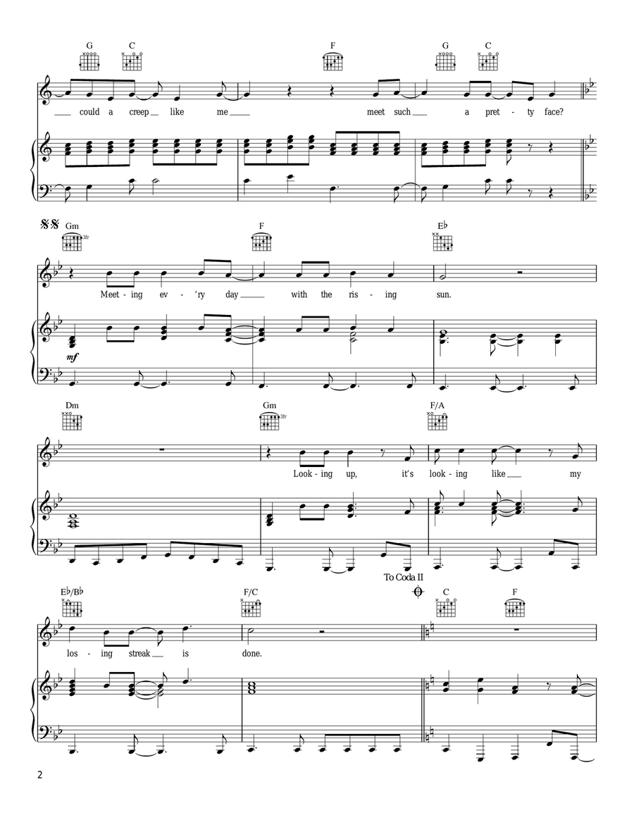 Losing Streak Piano, Vocal, Guitar scores gallery preview page 2