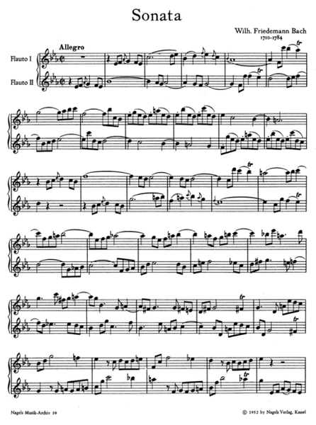 Sonate fur zwei Floten E flat major
