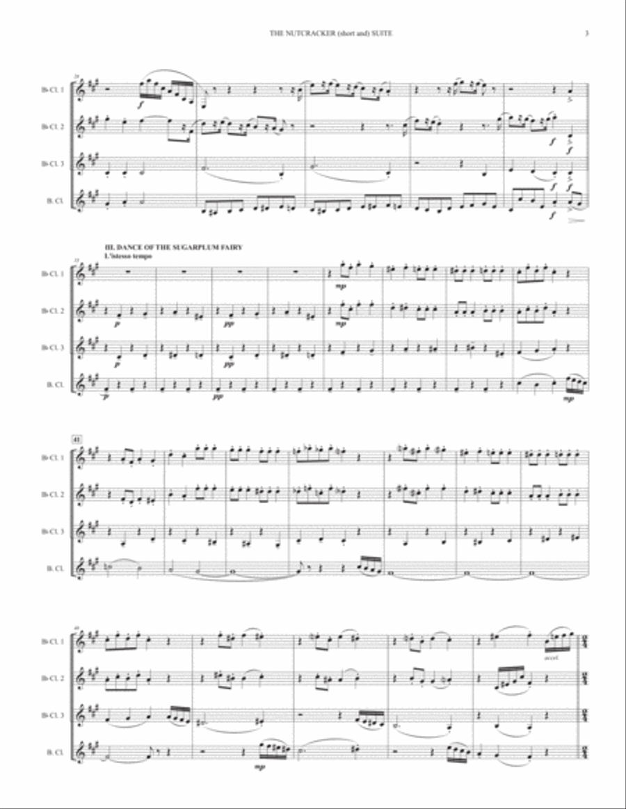 THE NUTCRACKER (short and) SUITE - for clarinet quartet Clarinet Quartet scores gallery preview page 3