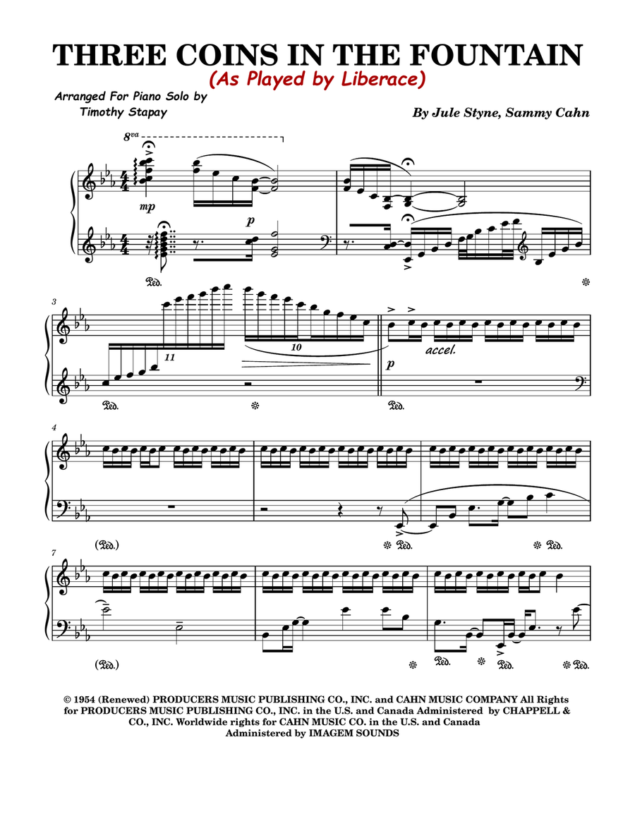 Three Coins In The Fountain Piano Solo scores gallery preview page 1