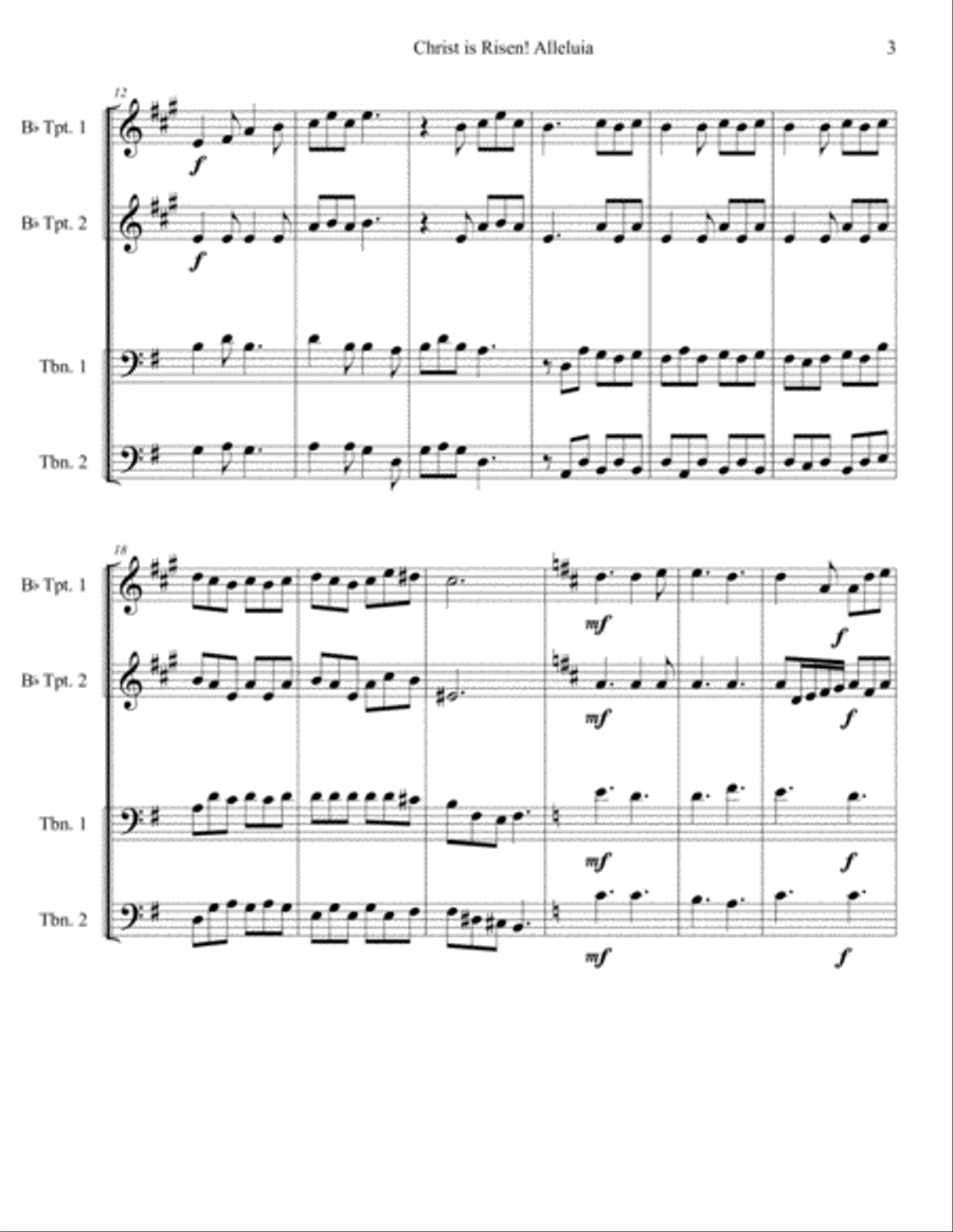 Christ is Risen, Alleluia! Brass Introit for Easter Brass Ensemble scores gallery preview page 3