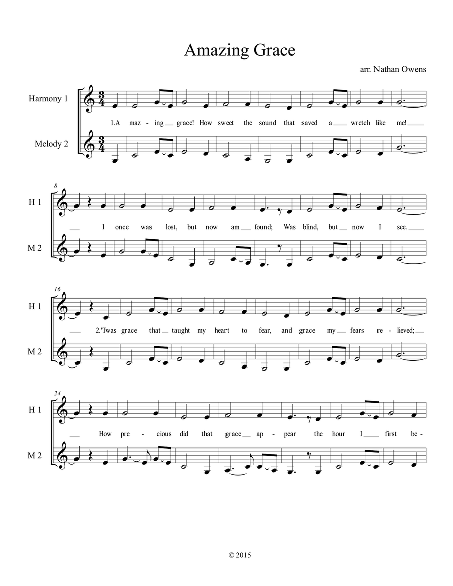 Amazing Grace - Vocal Duet SA scores gallery preview page 2