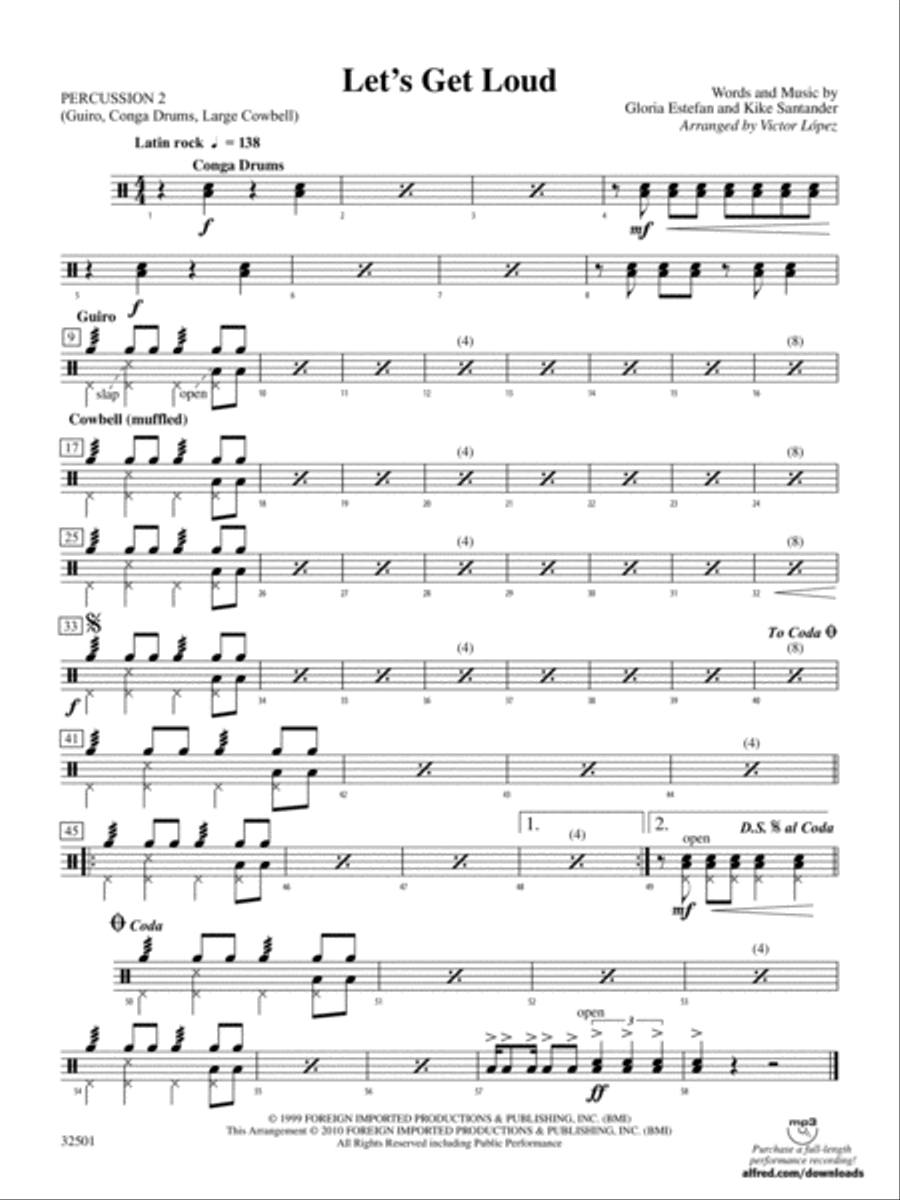 Let's Get Loud: 2nd Percussion Concert Band scores gallery preview page 1