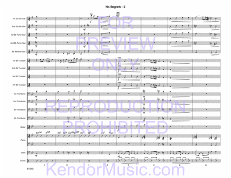 No Regrets (Full Score) Jazz Ensemble scores gallery preview page 3