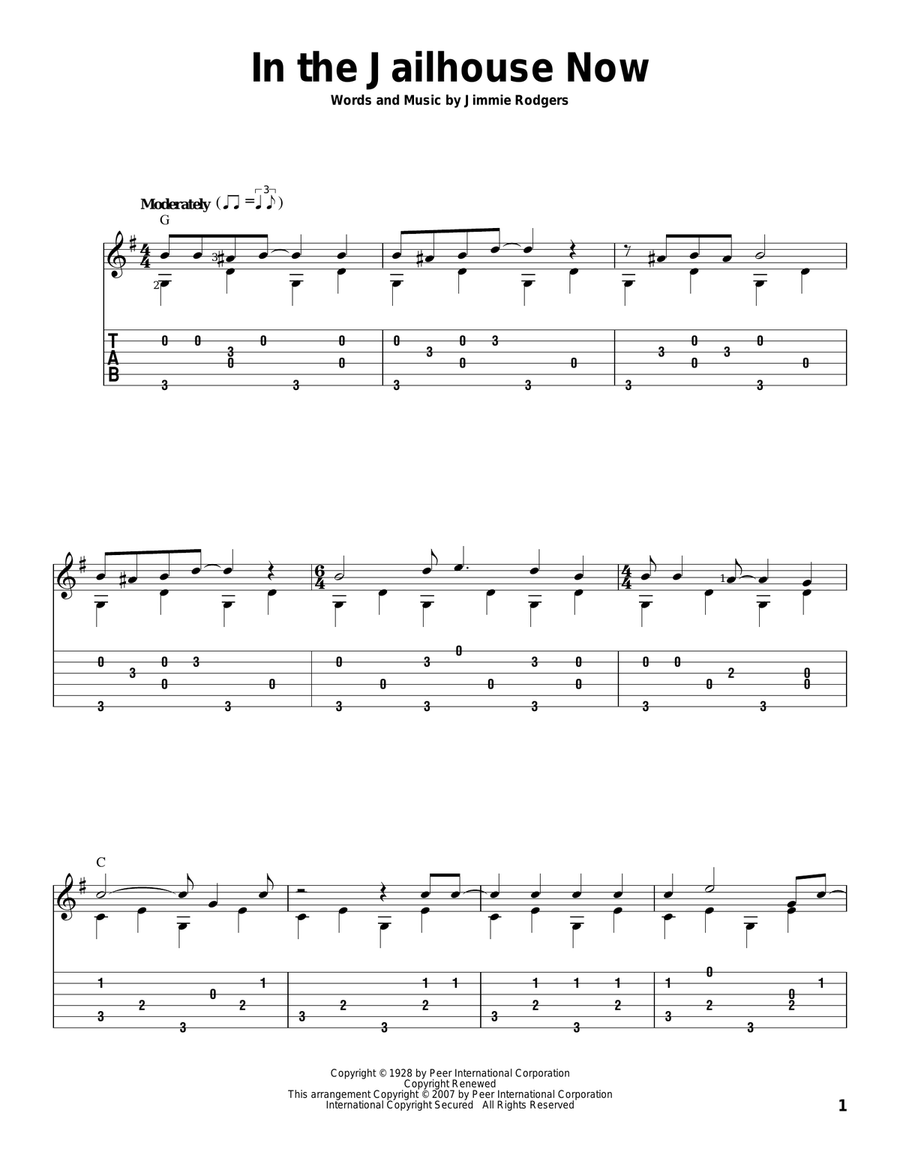 In The Jailhouse Now Acoustic Guitar scores gallery preview page 1