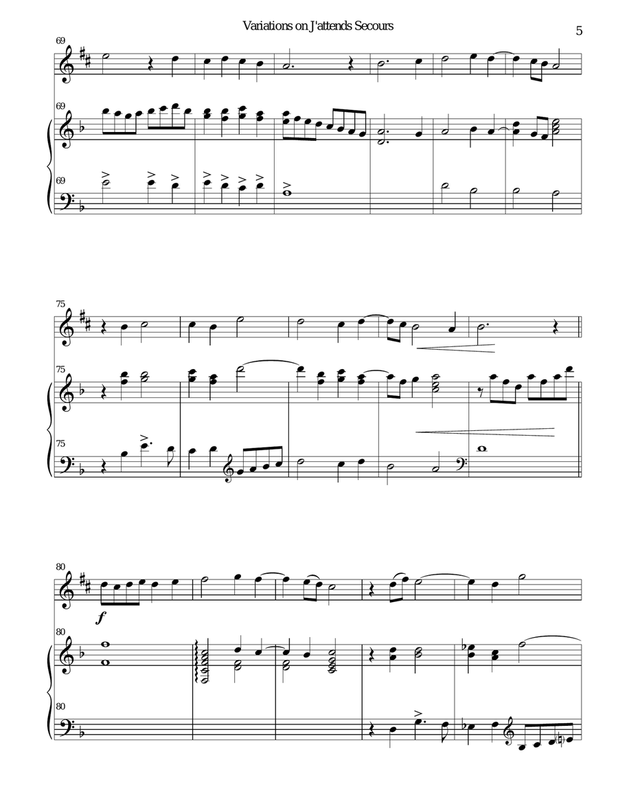 Variations on J'attends secours for alto saxophone and harp Alto Saxophone scores gallery preview page 5
