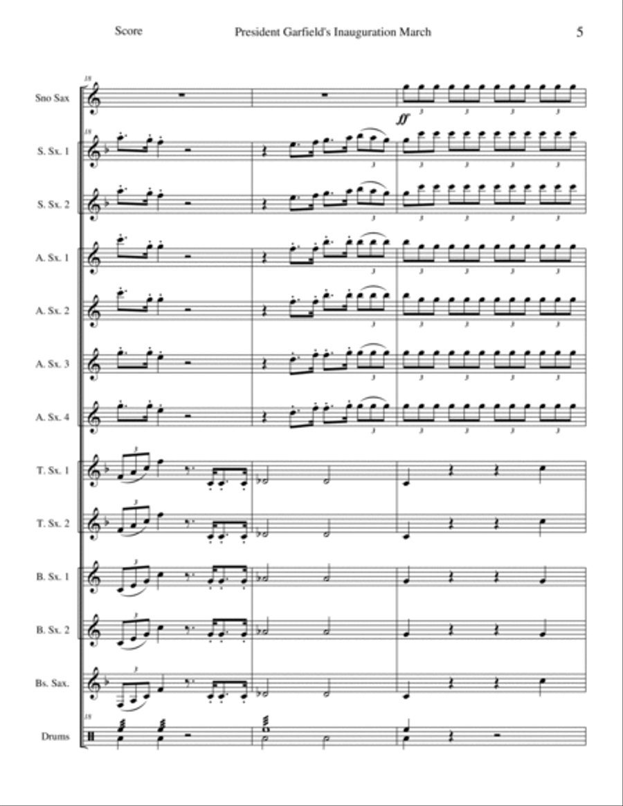 Garfield's Inaugural March - Opus 131 Woodwind Ensemble scores gallery preview page 5