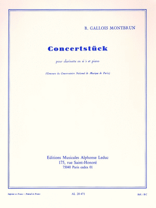 Book cover for Concertstuck pour Clarinette et Piano