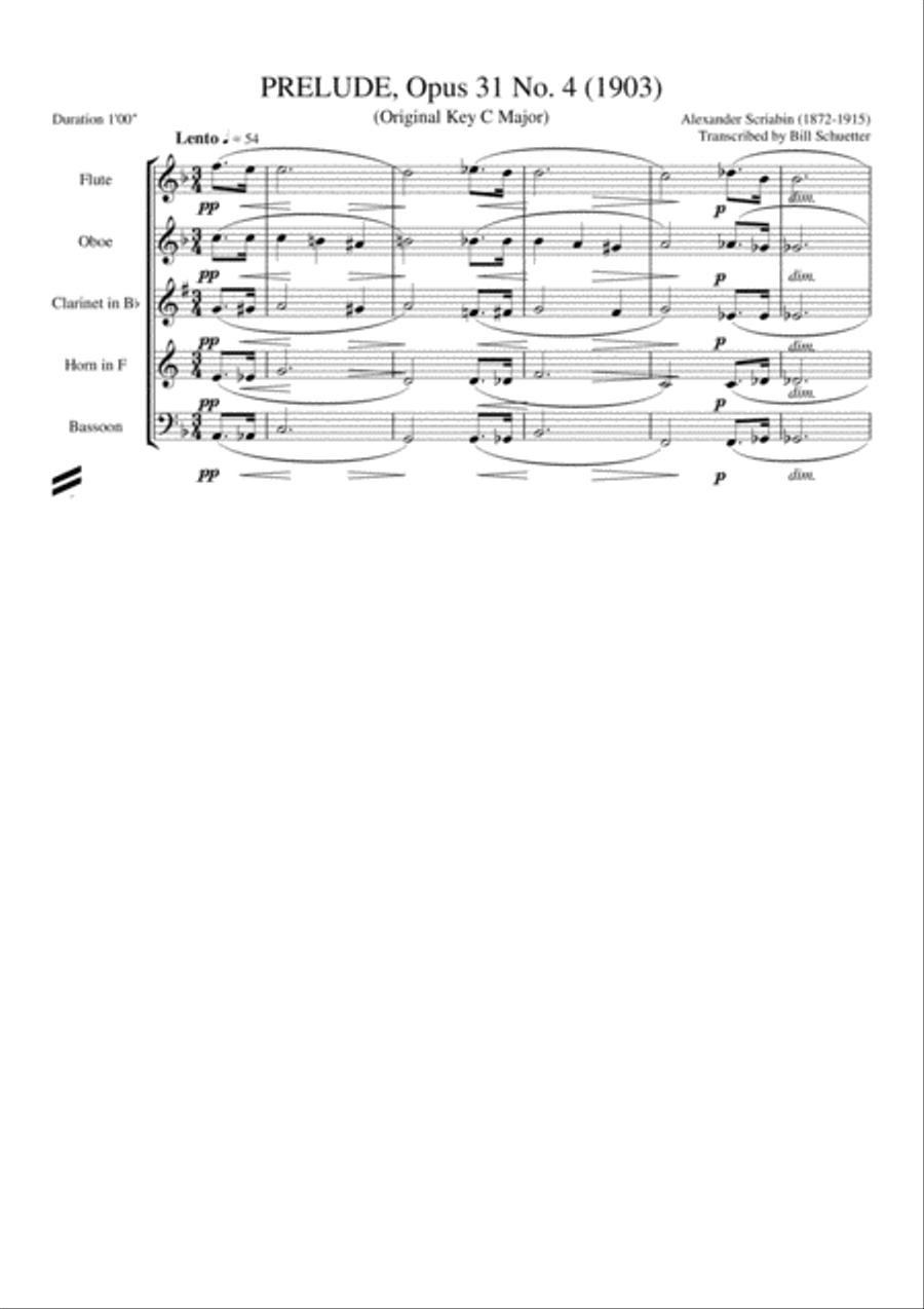 Prelude 31, #4 Prelude 31, #4 Woodwind Quintet scores gallery preview page 1