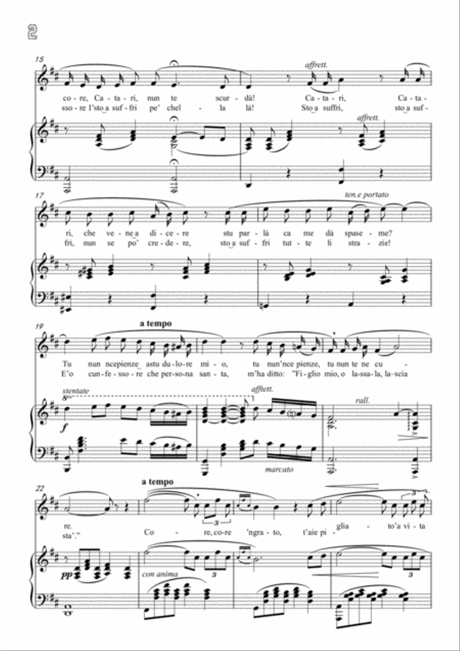 Cardillo-Core'ngrato in D Major,for Voice and Piano Voice Solo scores gallery preview page 4