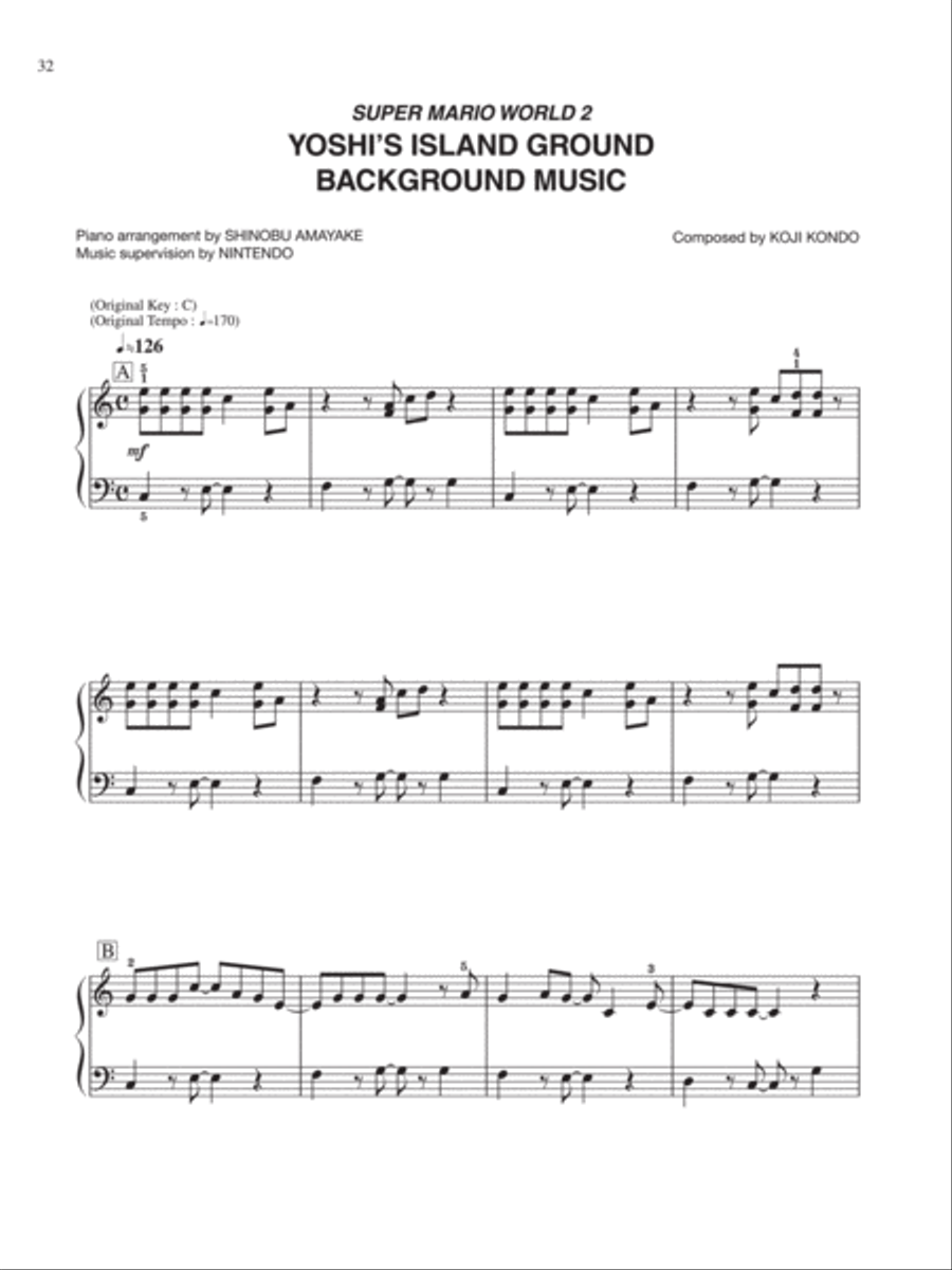 Super Mario World 2 Yoshis Island Ground Background Music Easy Piano scores gallery preview page 1