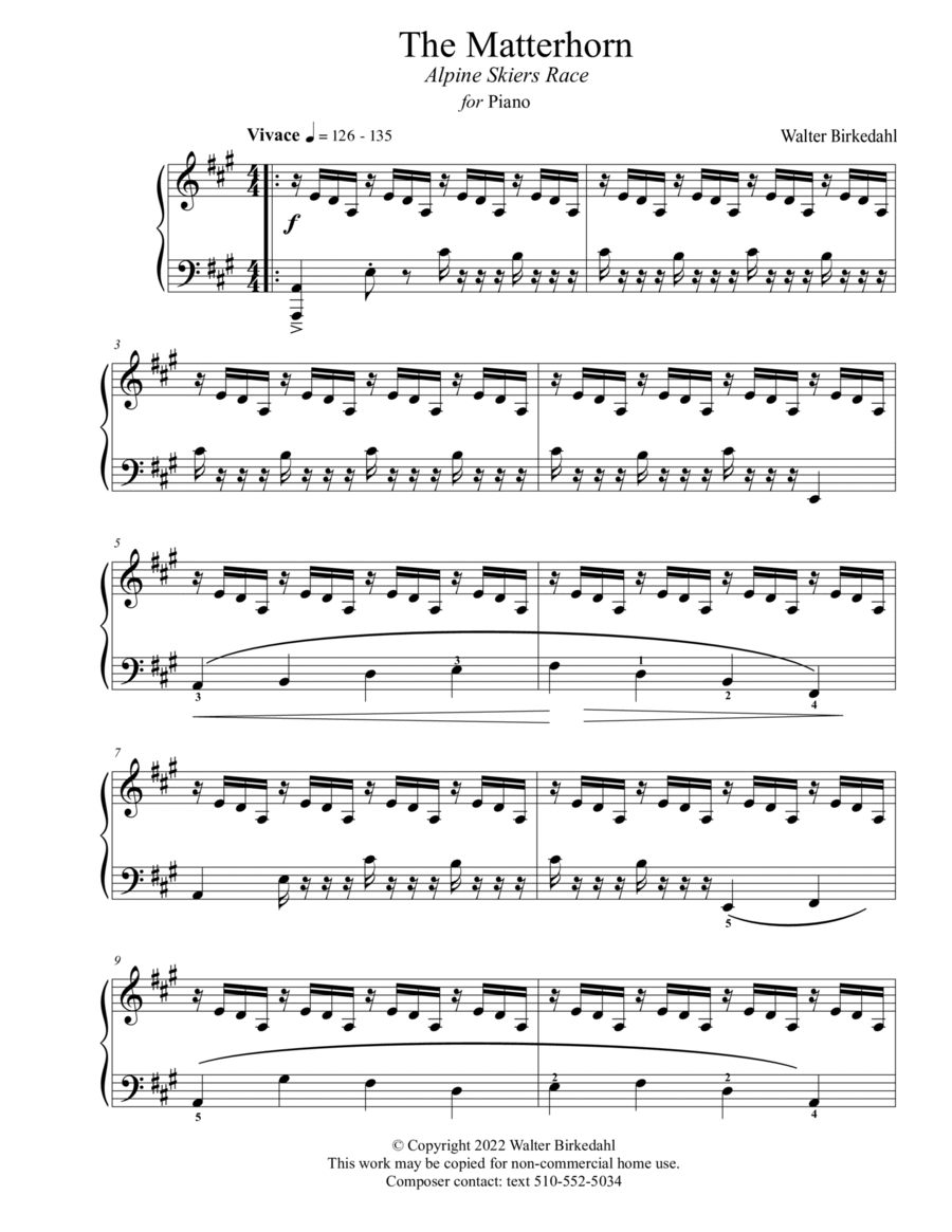 The Matterhorn, for piano Piano scores gallery preview page 1