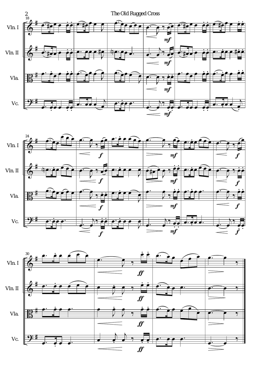 The Old Rugged Cross (original version) String Quartet String Quartet scores gallery preview page 2