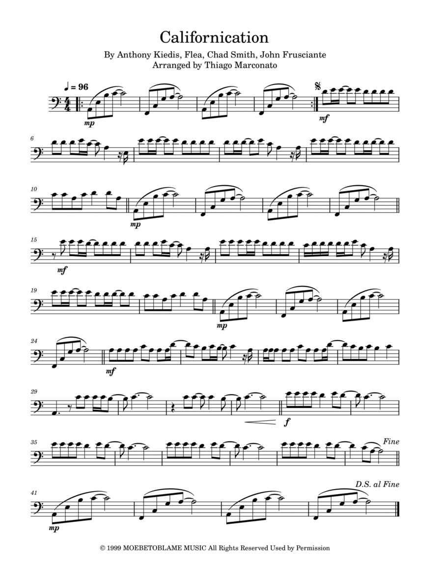 Californication Cello Solo scores gallery preview page 1