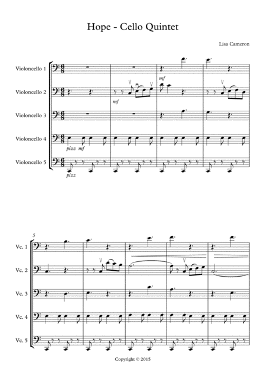 Hope - Cello Quintet String Quartet scores gallery preview page 1