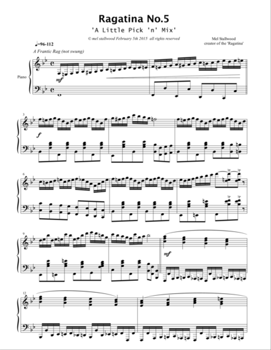 Ragatina No.5 (A Little Pick 'n' Mix) Piano Solo scores gallery preview page 1