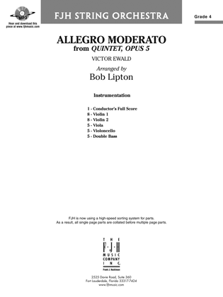 Allegro Moderato from Quintet, Opus 5: Score