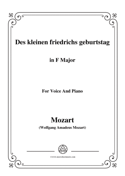 Mozart-Des kleinen friedrichs geburtstag,in F Major,for Voice and Piano image number null