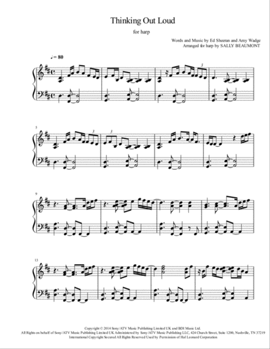 Thinking Out Loud Harp scores gallery preview page 1