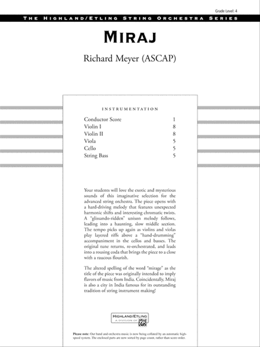 Miraj: Score Miraj: Score String Orchestra scores gallery preview page 1