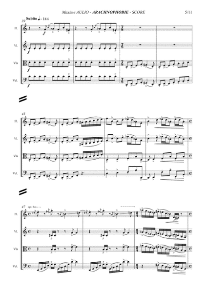 Arachnophobia, for flute & string trio - score